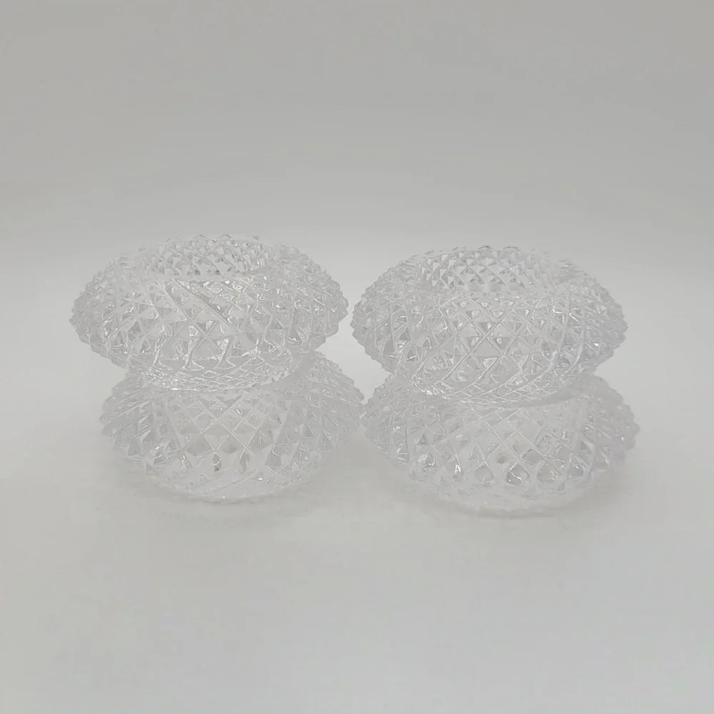 Vintage Cut Crystal Napkin Rings Set of 4 Diamond Quilted Glass Table Decor